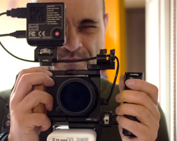 Film director Suchet Budon with cine rig